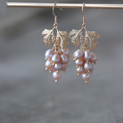 Baroque Natural Purple Pearl Earrings-Jewearrings