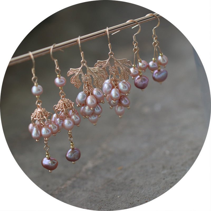 Baroque Natural Purple Pearl Earrings-Jewearrings