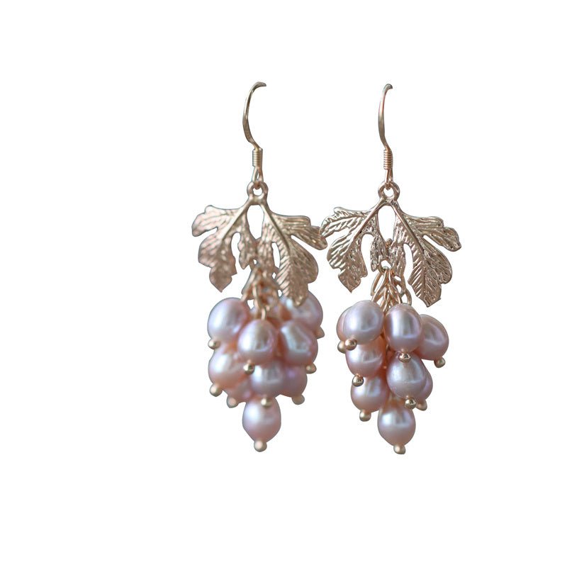 Baroque Natural Purple Pearl Earrings-Jewearrings