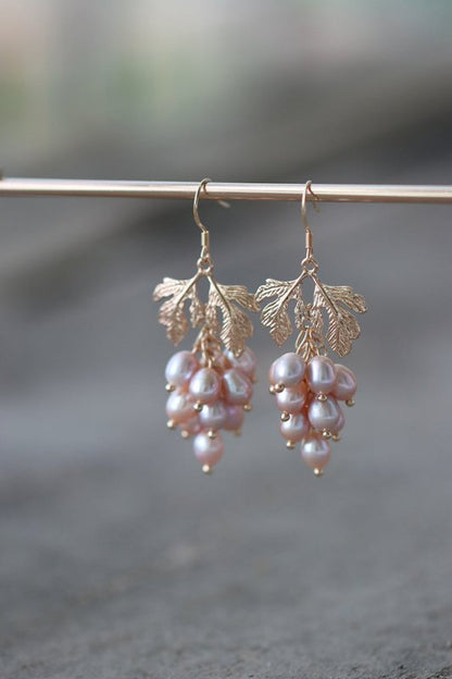 Baroque Natural Purple Pearl Earrings-Jewearrings