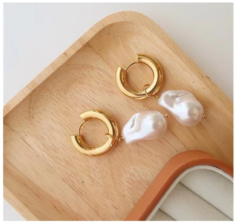 Baroque Pearl Earrings Women's Metal-Jewearrings