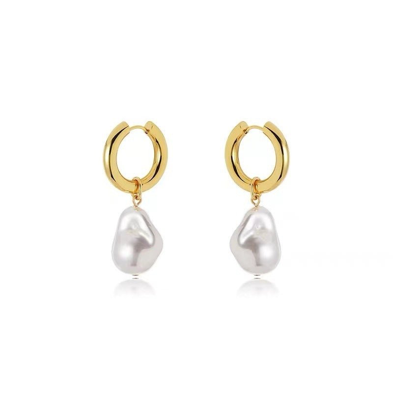 Baroque Pearl Earrings Women's Metal-Jewearrings