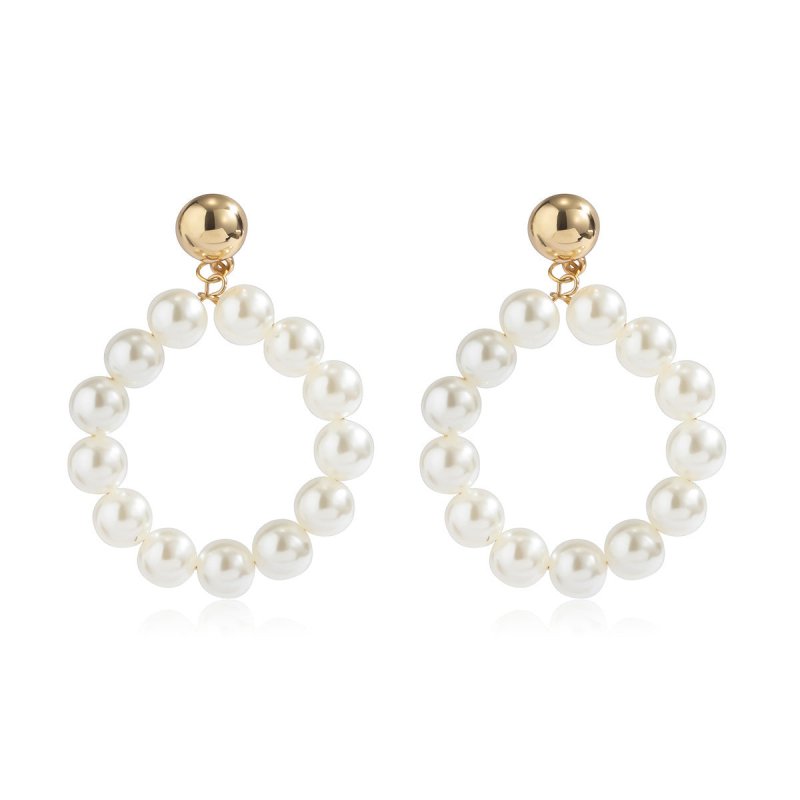 Baroque Pearl Geometric Big Earrings Women Simple-Jewearrings