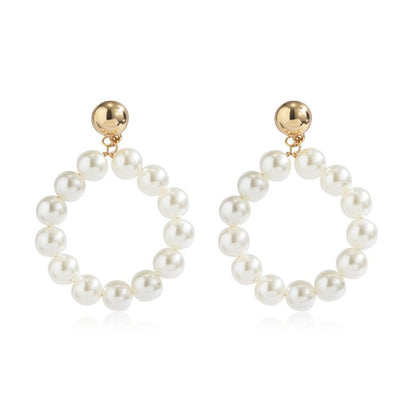 Baroque Pearl Geometric Big Earrings Women Simple-Jewearrings