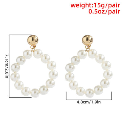 Baroque Pearl Geometric Big Earrings Women Simple-Jewearrings