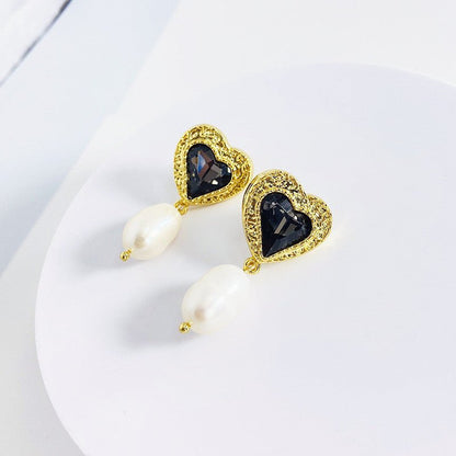 Baroque Pearl Light Luxury Hong Kong Style French Design Earrings-Jewearrings