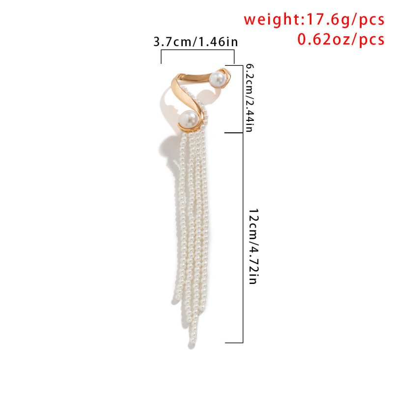 Baroque Pearl Tassel Exaggerated Earrings Women-Jewearrings