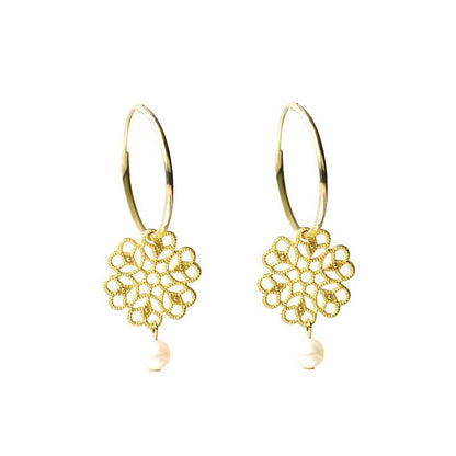 Baroque Retro Hollow Pearl Earrings For Women-Jewearrings