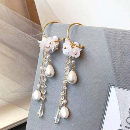 Baroque shell flower earrings-Jewearrings