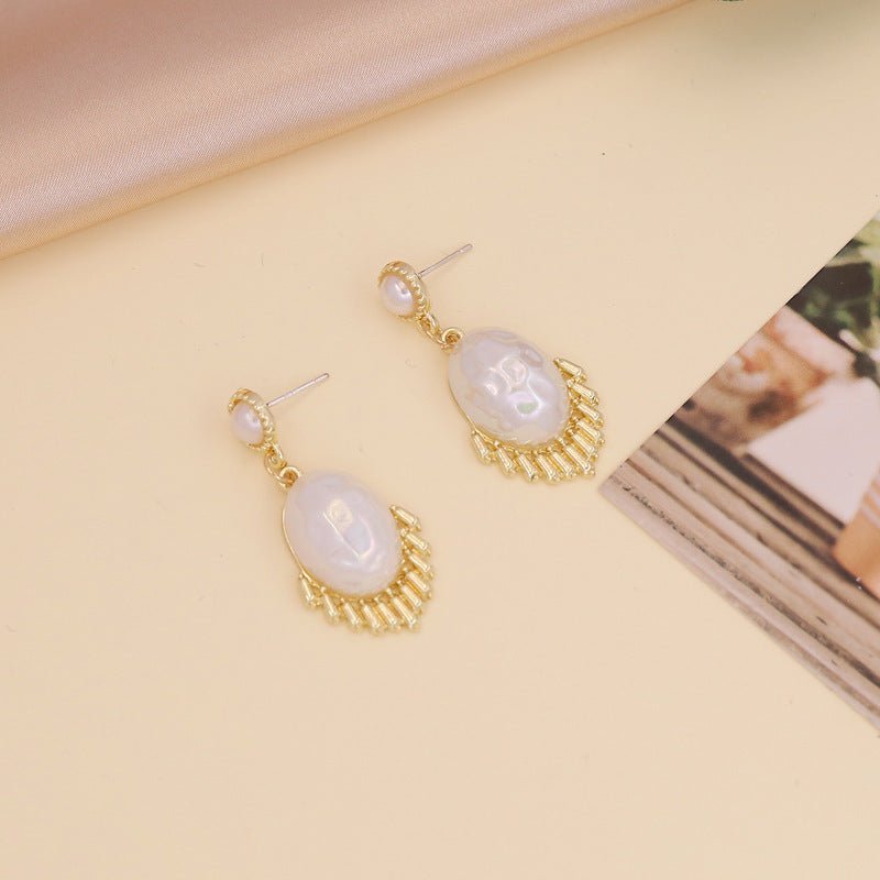 Baroque Style Long Pearl Earrings, Simple And Fashionable, All-match Love Earrings-Jewearrings