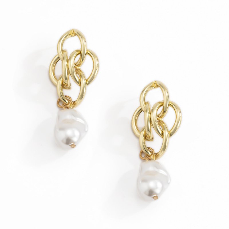 Baroque Style Pearl Hollow Earrings-Jewearrings