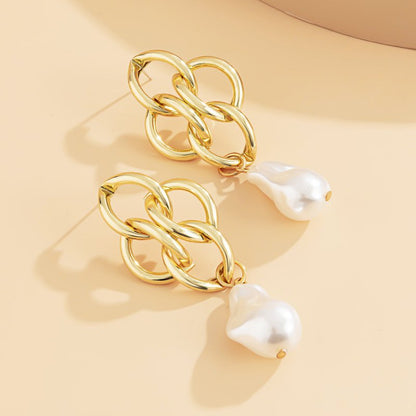 Baroque Style Pearl Hollow Earrings-Jewearrings