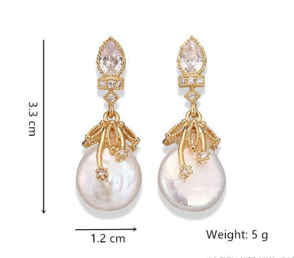 Baroque true pearl earrings-Jewearrings