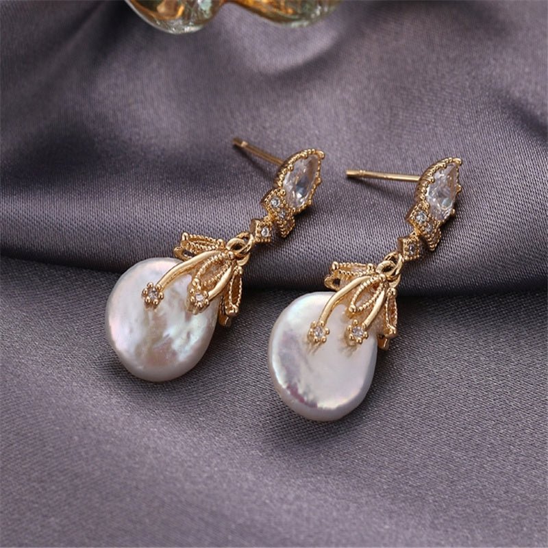 Baroque true pearl earrings-Jewearrings