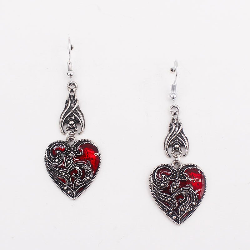 Bat Earrings Black Heart-Shaped-Jewearrings