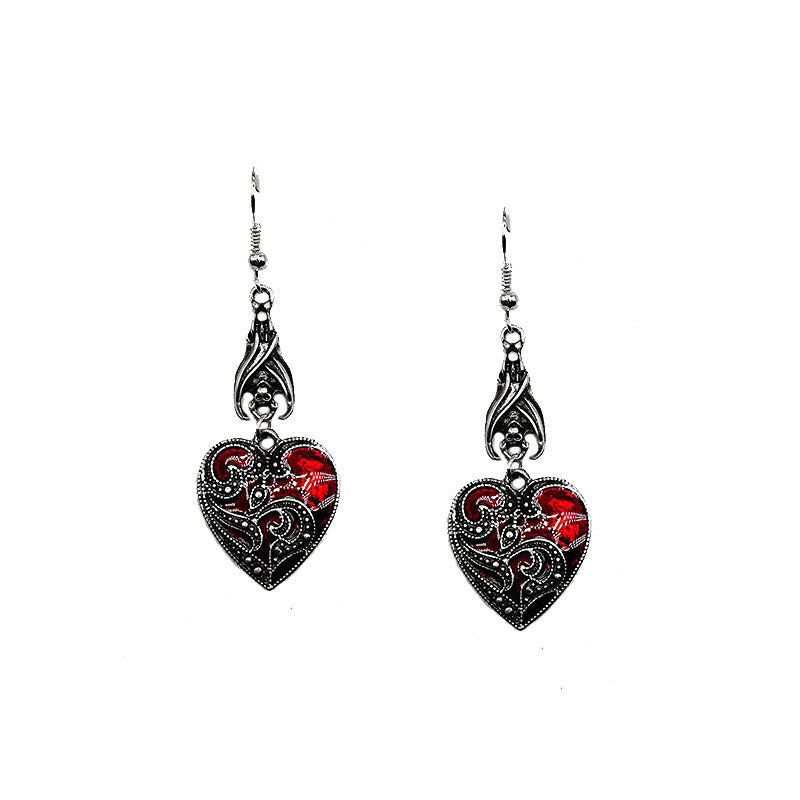 Bat Earrings Black Heart-Shaped-Jewearrings