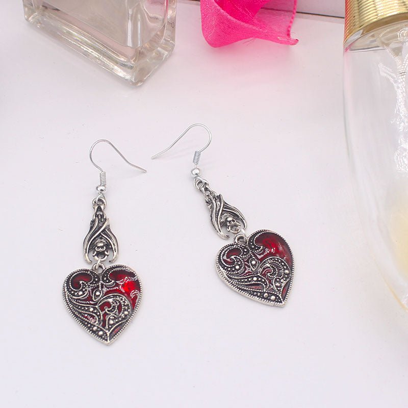 Bat Earrings Black Heart-Shaped-Jewearrings