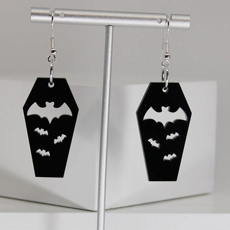 Bat Earrings Coffin Plate-Jewearrings