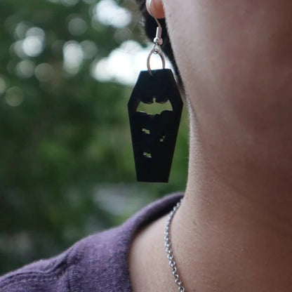 Bat Earrings Coffin Plate-Jewearrings