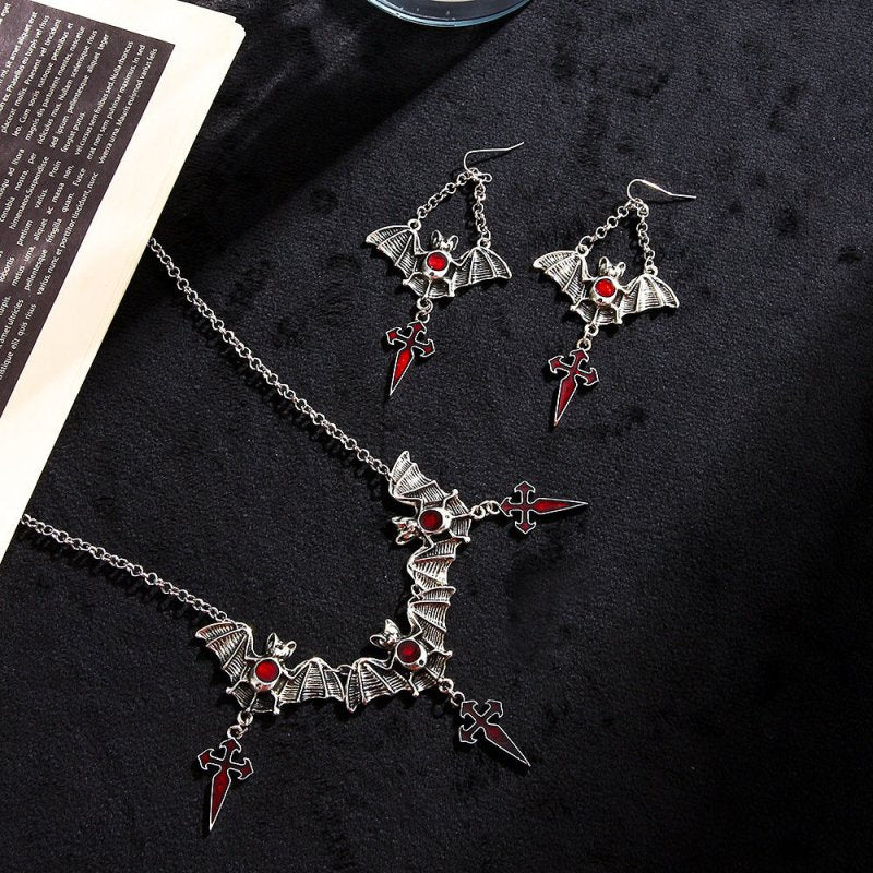 Bat Earrings Cross Pendant-Jewearrings