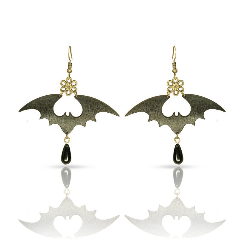 Bat Earrings Fashion Female Black-Jewearrings