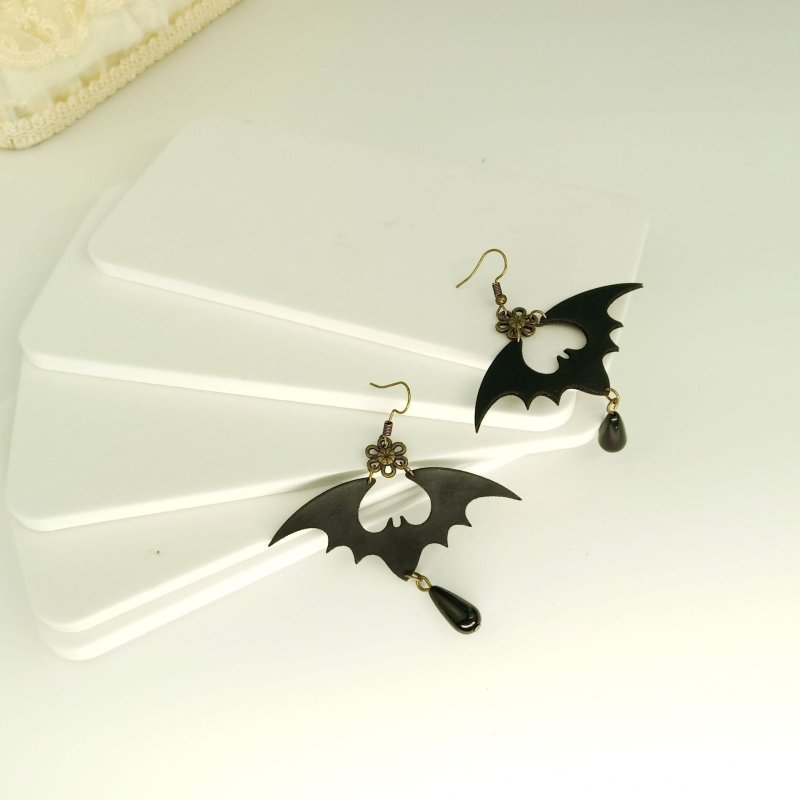 Bat Earrings Fashion Female Black-Jewearrings