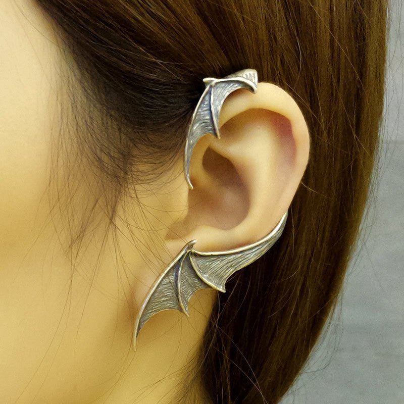 Bat Earrings Gothic Silver Earrings-Jewearrings