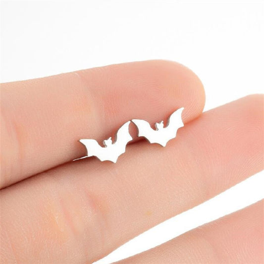 Bat Earrings Halloween Bat Stud Earrings-Jewearrings