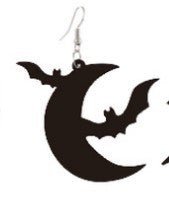 Bat Earrings Pumpkin Moon Earrings-Jewearrings