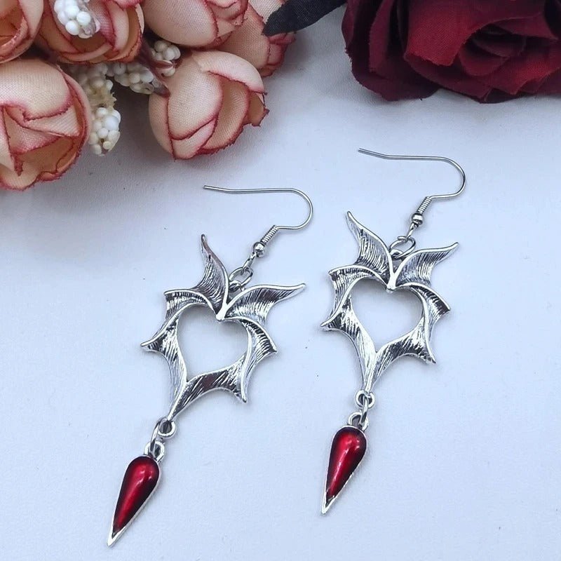 Bat Earrings Retro Dripping Wings-Jewearrings