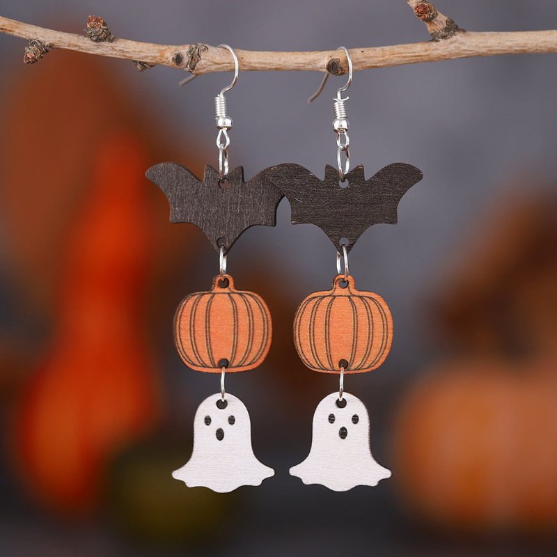 Bat Earrings Spooky Pumpkin-Jewearrings