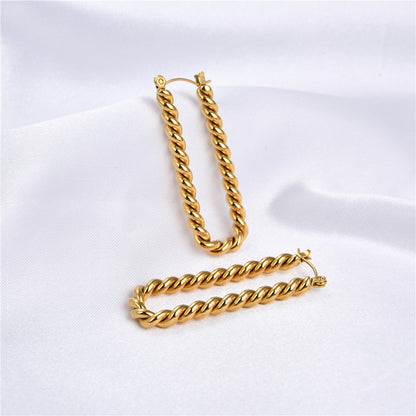 Twisted 18K Gold Electroplated Stud Earrings Twist-Jewearrings