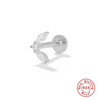 Sterling Silver Flat Head Thread Body Piercing Earrings-Jewearrings