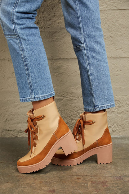 East Lion Corp Lace Up Lug Booties-Jewearrings