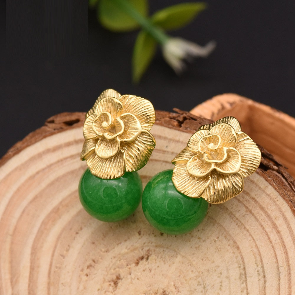 Pearl High-quality Jade European And American Retro Earrings-Jewearrings