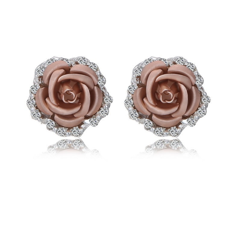 Earrings Source Wholesale Rose Flower Ear Clip Earrings-Jewearrings