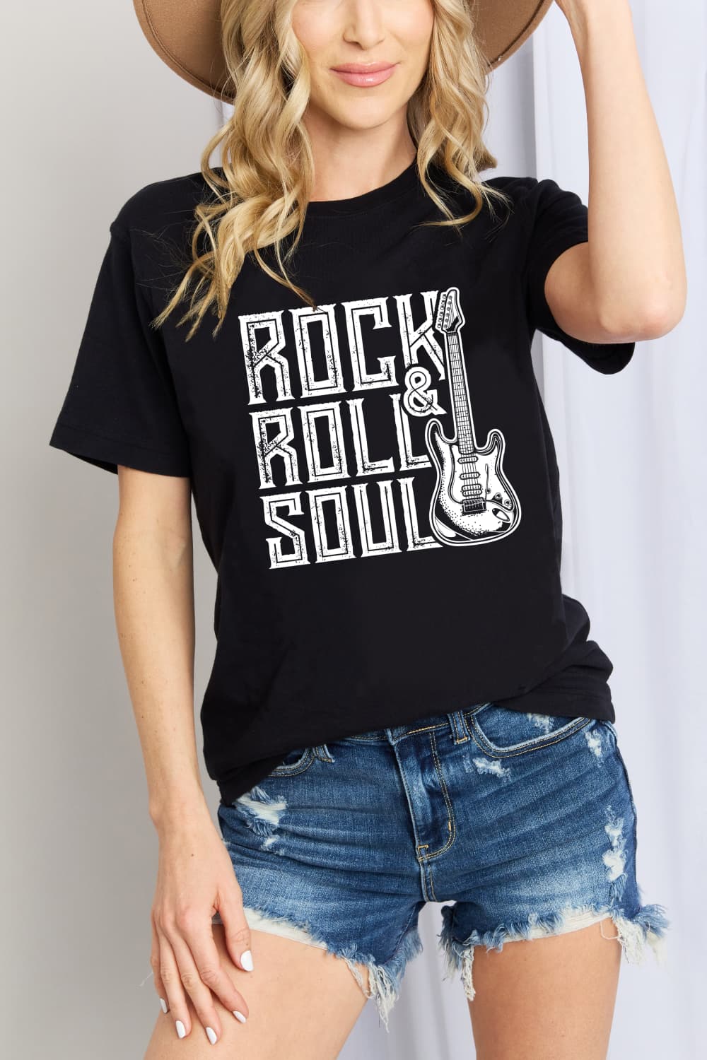 Simply Love Full Size ROCK & ROLL SOUL Graphic Cotton T-Shirt-Jewearrings