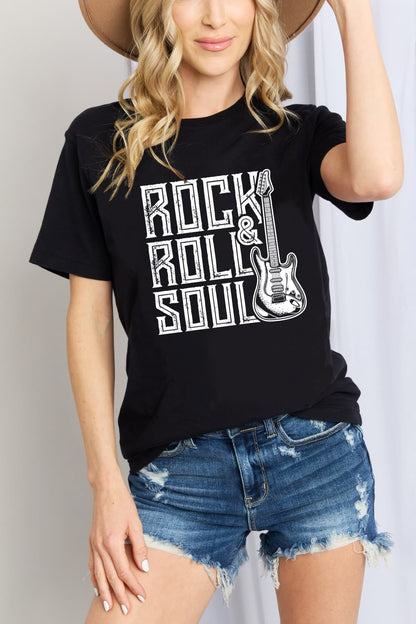 Simply Love Full Size ROCK & ROLL SOUL Graphic Cotton T-Shirt-Jewearrings