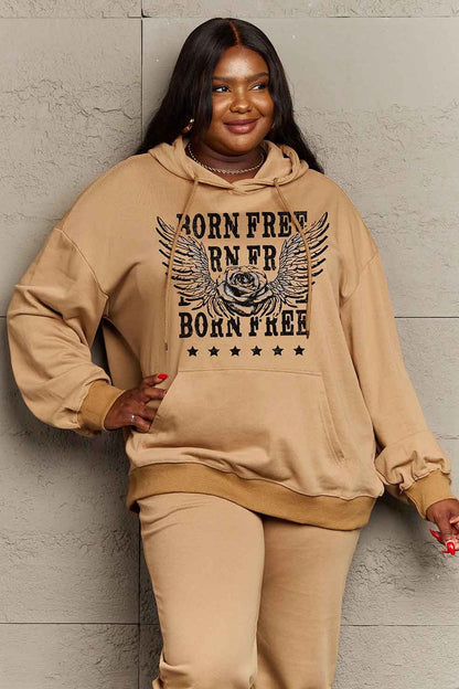 Simply Love Simply Love Full Size BORN FREE Graphic Hoodie-Jewearrings