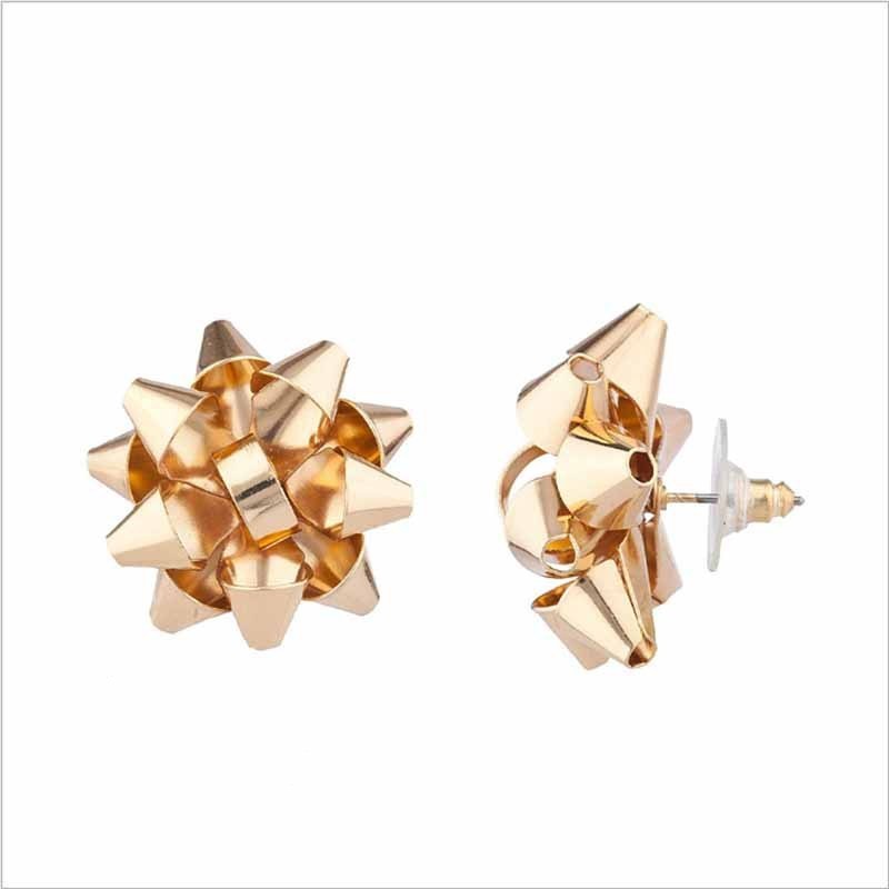 New Christmas Simple Metal Flower Bow Creative Earrings-Jewearrings