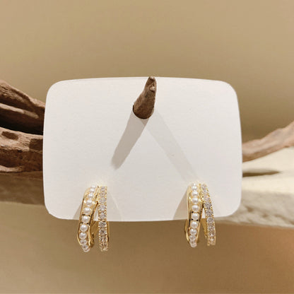 Women's Double-layer Pearl Earrings-Jewearrings