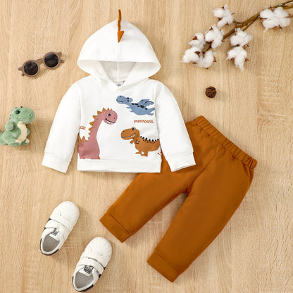 Dinosaur Graphic Hoodie and Pants Set-Jewearrings