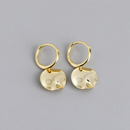 Round Disc Irregular Surface S925 Pure Silver Ear Buckle Earrings-Jewearrings