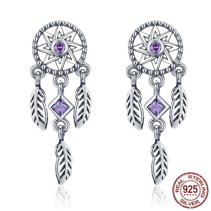 New Fashion Dream Catcher S925 Sterling Silver Stud Earrings-Jewearrings