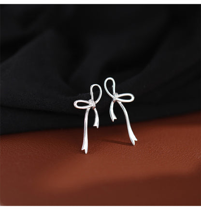 Hollow Bow Stud High Sense Special-interest Design Round Face Earrings-Jewearrings