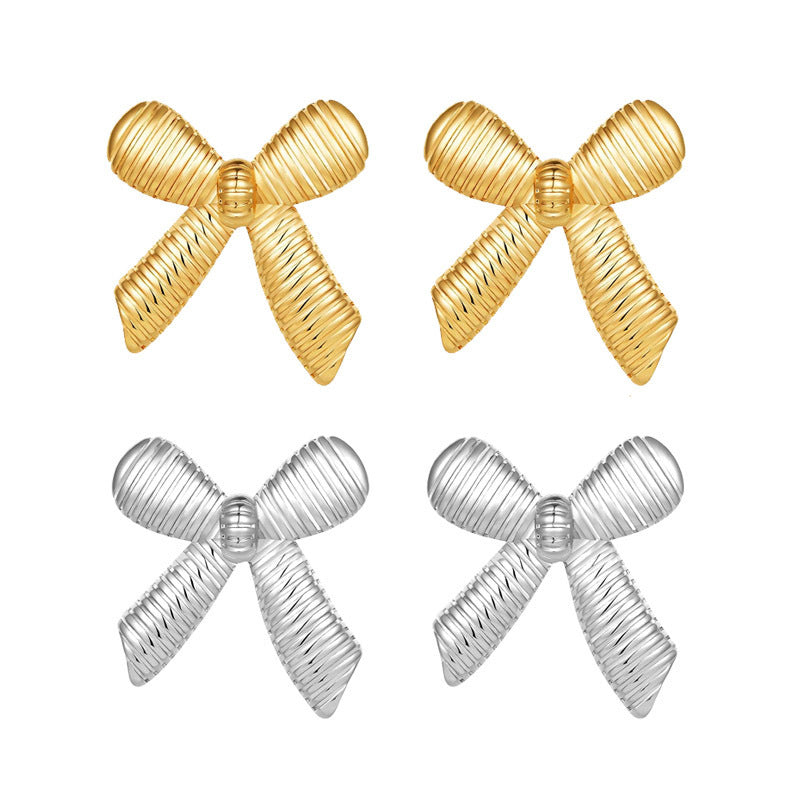 Women's Simple Spiral Bow Metal Alloy Earrings-Jewearrings