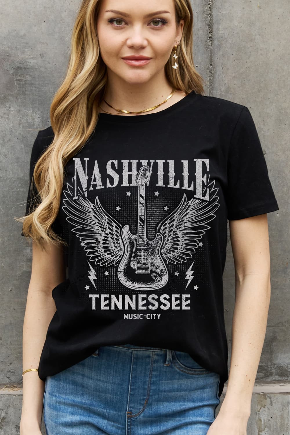 Simply Love Simply Love Full Size NASHVILLE TENNESSEE MUSIC CITY Graphic Cotton Tee-Jewearrings