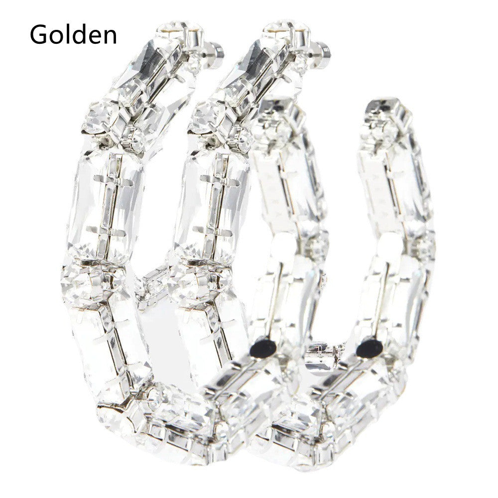 Rhinestone Earrings Personalized Fashion Hoop Exaggerated Earrings Versatile Accessories For Women-Jewearrings