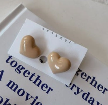 Solid Color Love Spring And Summer New Peach Heart Stud Earrings-Jewearrings