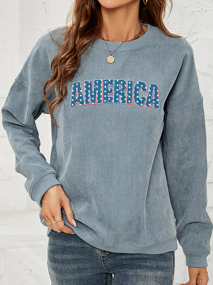 AMERICA Graphic Dropped Shoulder Sweatshirt-Jewearrings